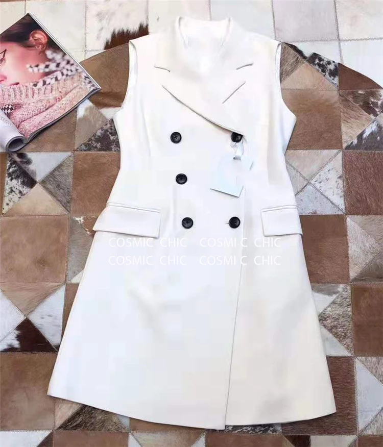 Comicchic женское офисное осенне-зимнее платье Doule Button Blazers короткие платья без рукавов модное платье-жилет Vestidos