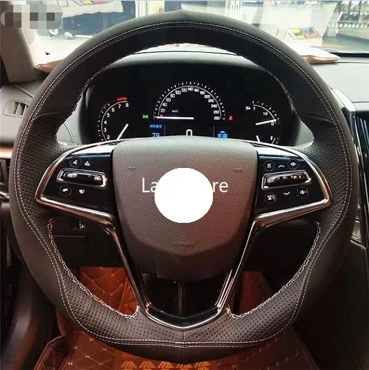 

Прошитая вручную кожаная накладка на руль для Cadillac XT5 XTS ATSL SRX, самодельная накладка на руль для автомобиля, универсальная, 15 дюймов