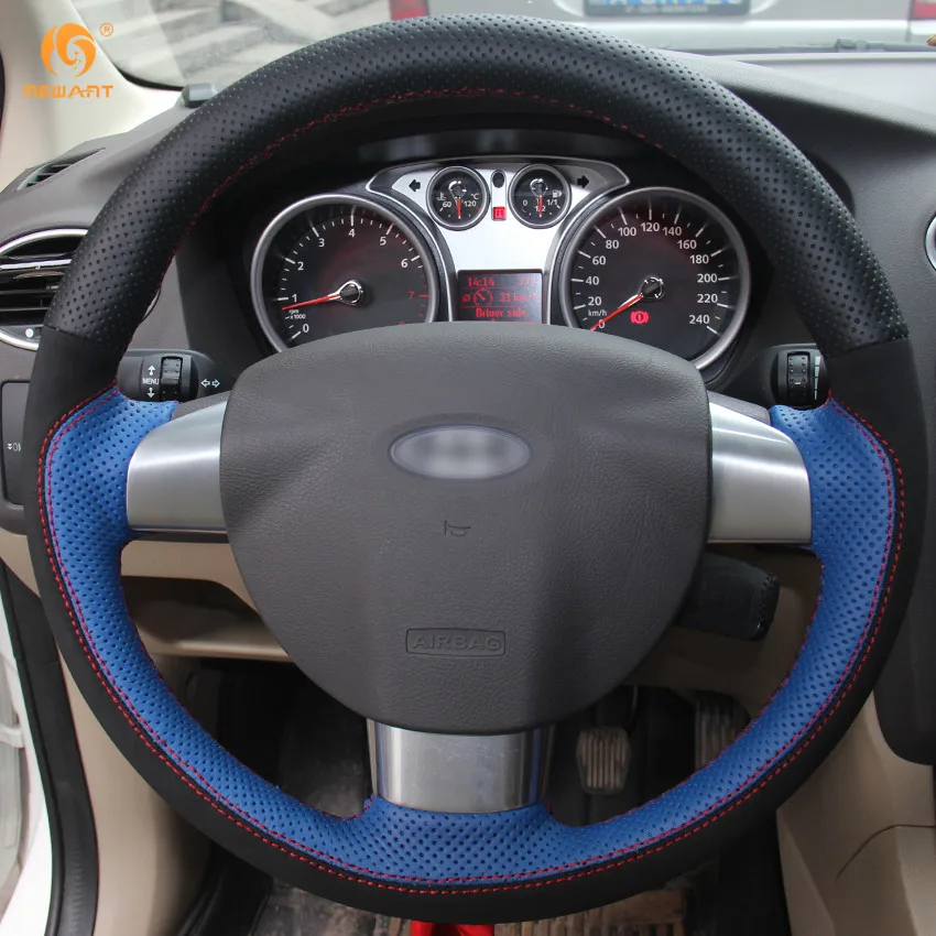 MEWANT синяя черная натуральная кожа замша аксессуары для Ford Focus 2 2005-2011 (3 Спицы)