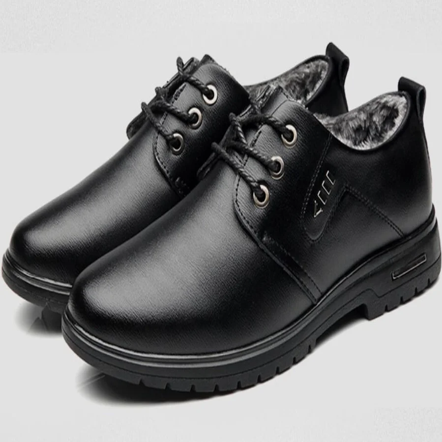 Мужские кожаные ботинки-оксфорды повседневные теплые классические ботинки с