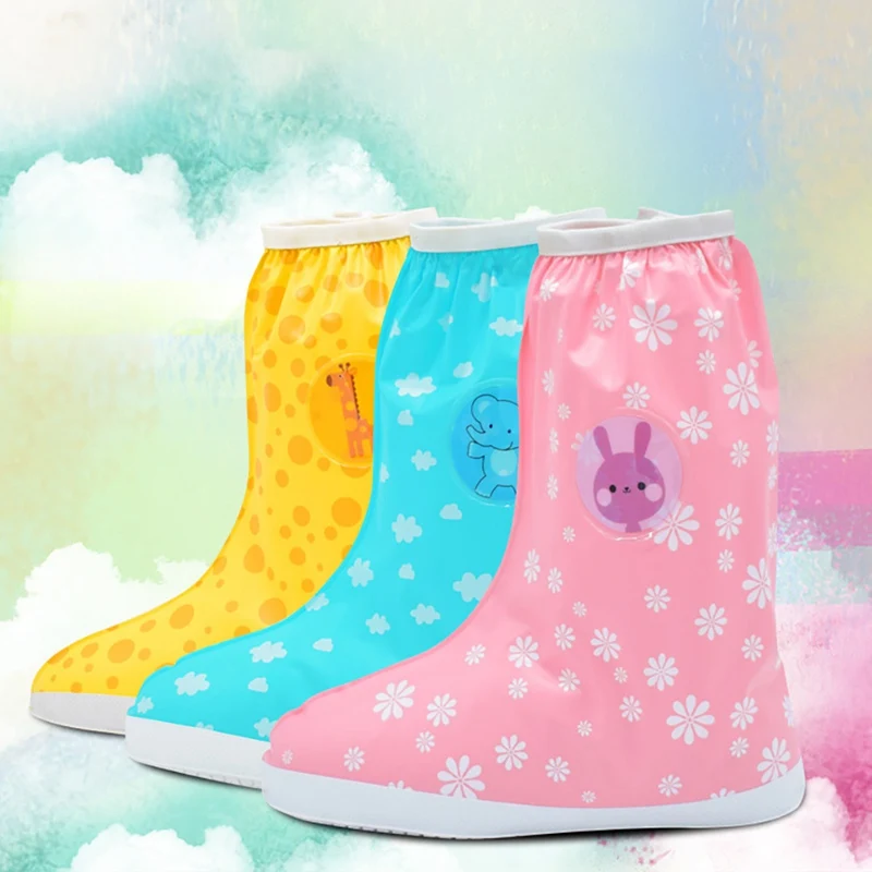 

Fashion Boots for Children Shoes Covers Kids Waterproof Shoe Cover Rain Boots Baby Plastic Rain Shoe Covers for girls New