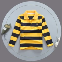 polo shirt kids clothes tops color stripes turn down collar autumn long sleeve polos baby boy camisetas boys shirts teen 3t 15t