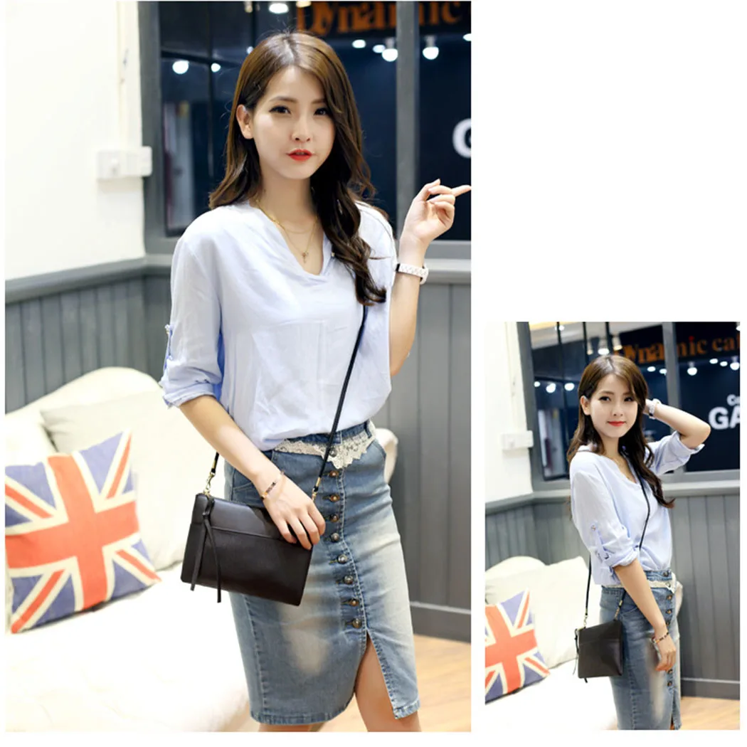 

Popular Simple Black Leather Crossbody Bag Women's Clutch Bag Enveloped Shaped Small Messenger Shoulder Bags Big Sale Female Bag