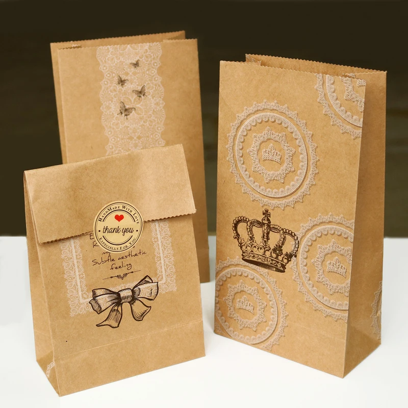 6 шт. винтажная Корона крафт бумажный мешок цветок Бабочка бант кружева