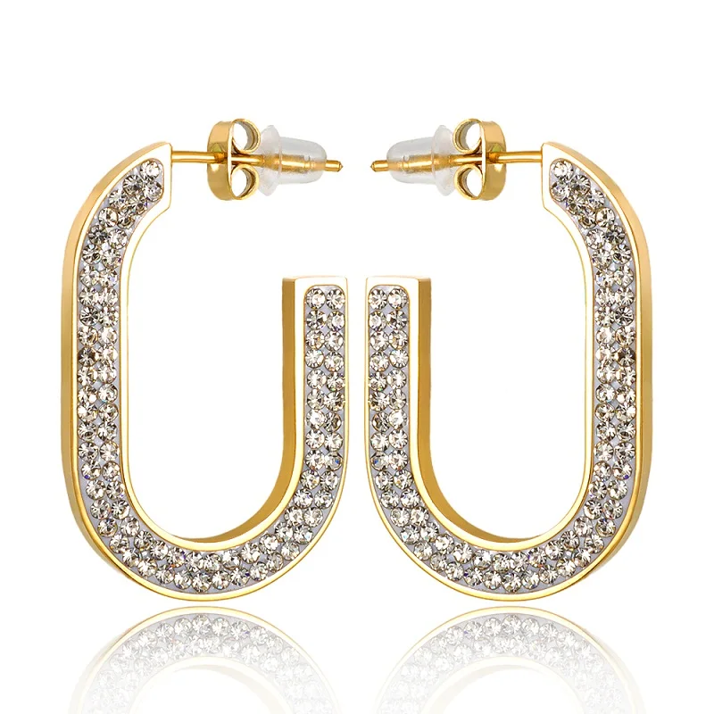 Женские серьги гвоздики из нержавеющей стали 316L белые круглые в форме U с