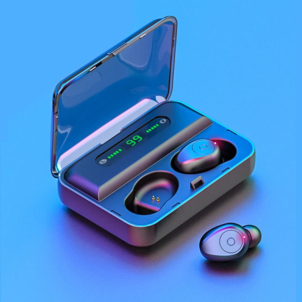 

TWS Bluetooth 5.0 Headset With Display Charging Bin Binaural Wireless Stereo Noise Reduction Headphone Large Capacity Headset .