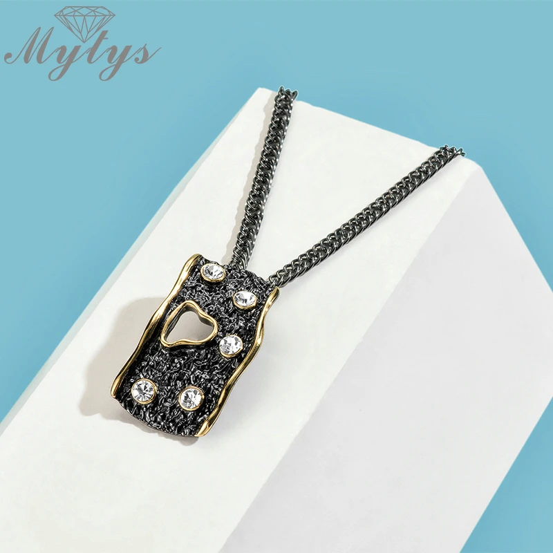Mytys два стиля антикварное ожерелье черный цвет геометрическое квадратное дерево