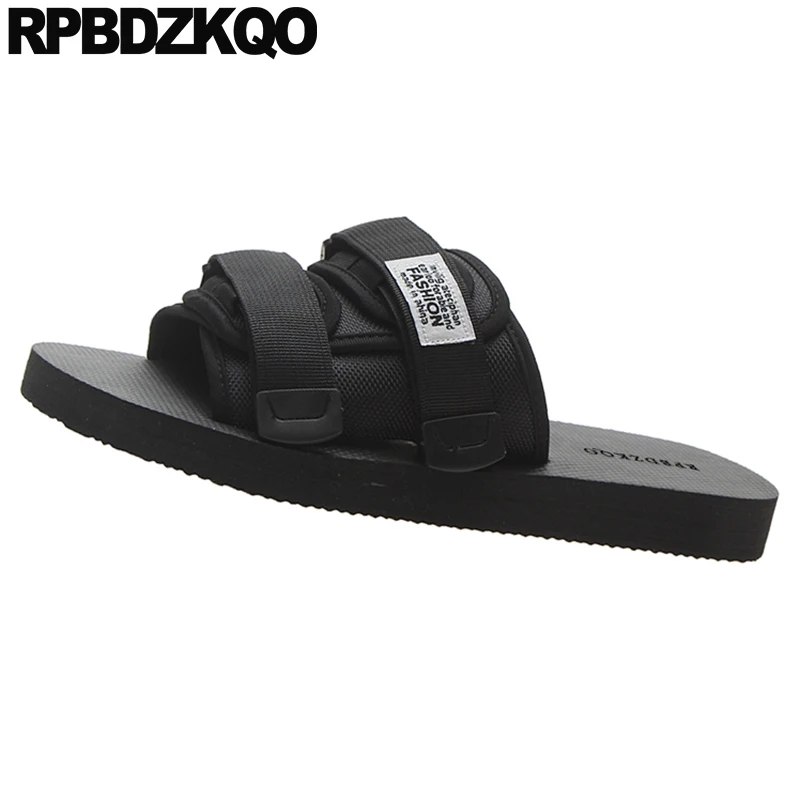 Сандалии мужские сетчатые без застежки пляжные шлепанцы плоская подошва