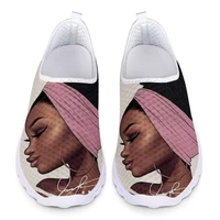 2021 nurse doctor print women sneakers slip on light mesh african girl pattern shoes metal element zapatos sport training