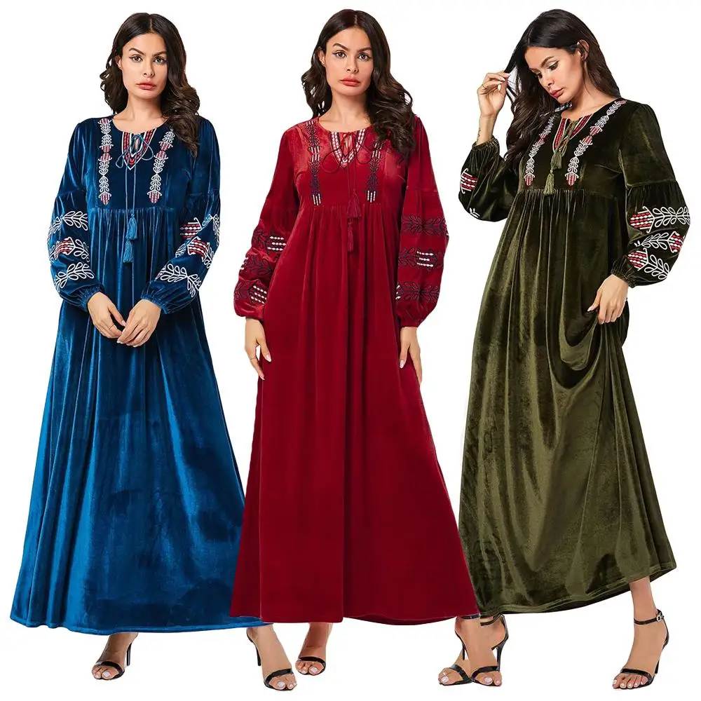 Мусульманское женское бархатное Длинное Макси платье abaya кафтан коктейльное