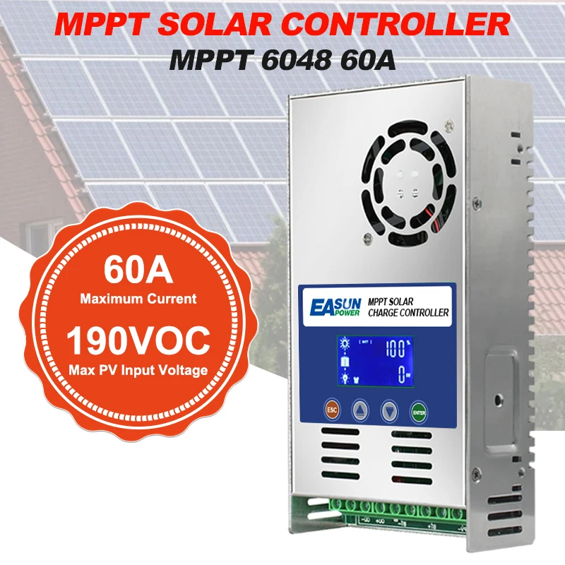 MPPT 60A LCD Display Solar Charge Controller 12V 24V 36V 48V Auto Panel Battery Regulator For Max 190V DC Input | Обустройство дома