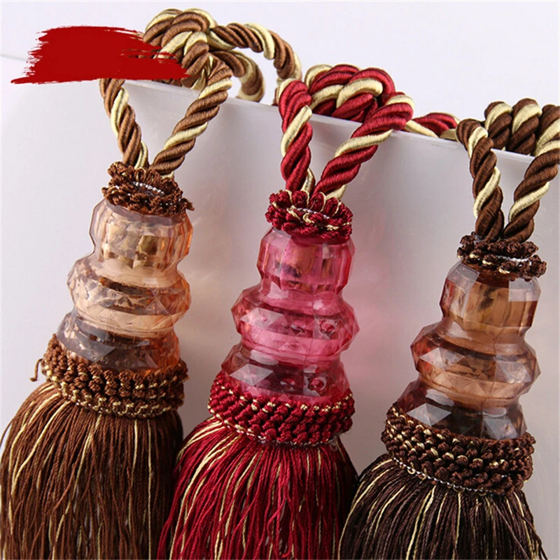 

1 Pair Small Crystal Hanging Balls Tassel Hand Knitting Window Curtain Accessories Home Decor