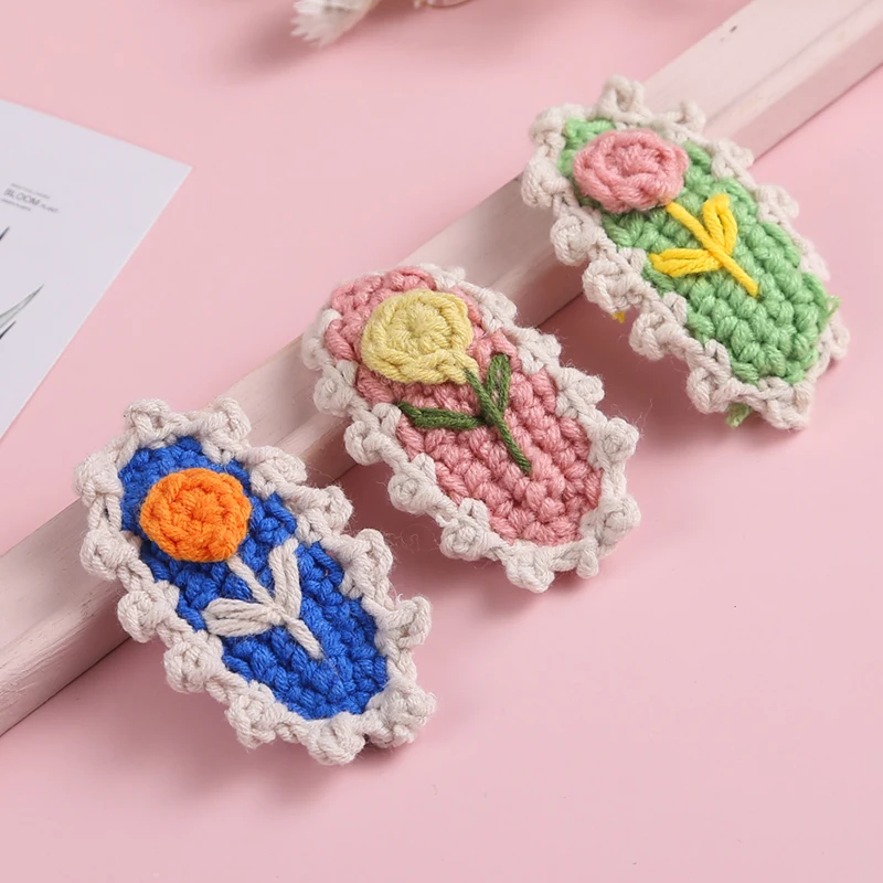 Pinza de pelo con bordado de flores para beb&eacute;, horquillas para reci&eacute;n nacido, pasadores BB para mujer, pinzas a presi&oacute;n, accesorios para el cabello para beb&eacute;-0