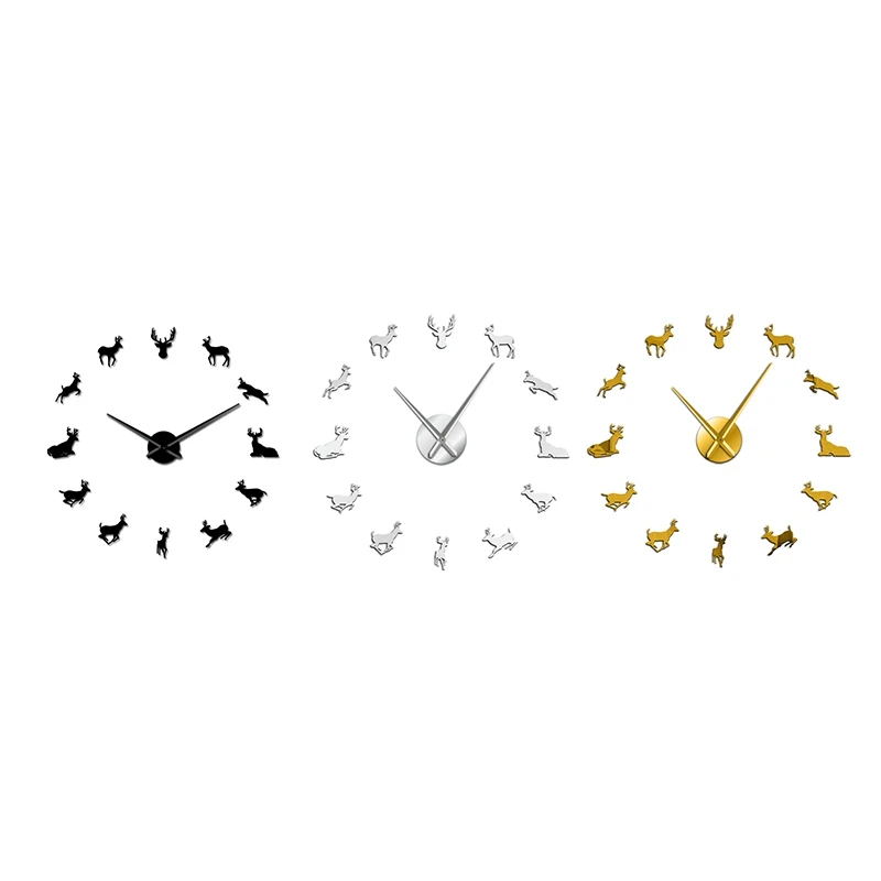 Голова оленя DIY гигантские настенные часы Лесной Олень Охотник современный олень