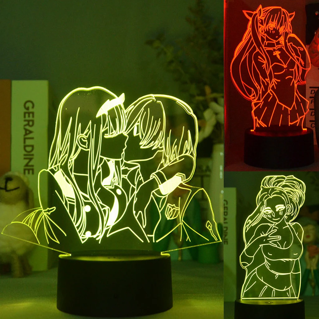 

3D Illusion Zero Two Figure Led Nightlight For Kids Child Bedroom Decor Multi Color Changing Lampara Anime Manga Light Lamp Gift