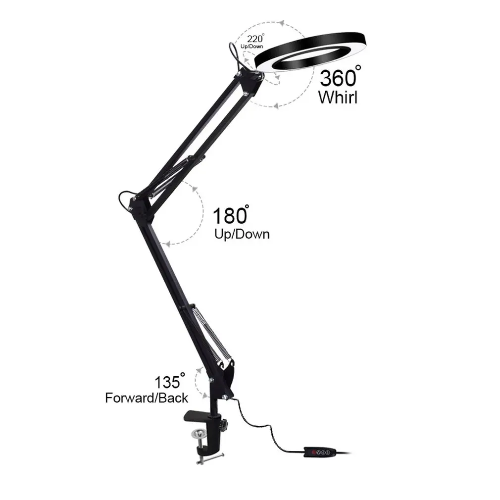 Светодиодная Складная Настольная лампа с длинным зажимом для глаз Usb чтения книг