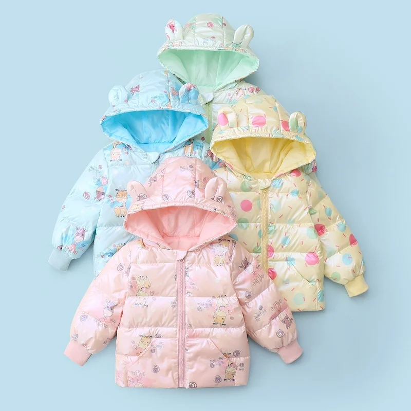 

Boys Girls Winter Outerwear White Duck Down Jacket Kids Fashion Casual Coats Spring Autumn Hooded Warm Childrens Clothes Tops