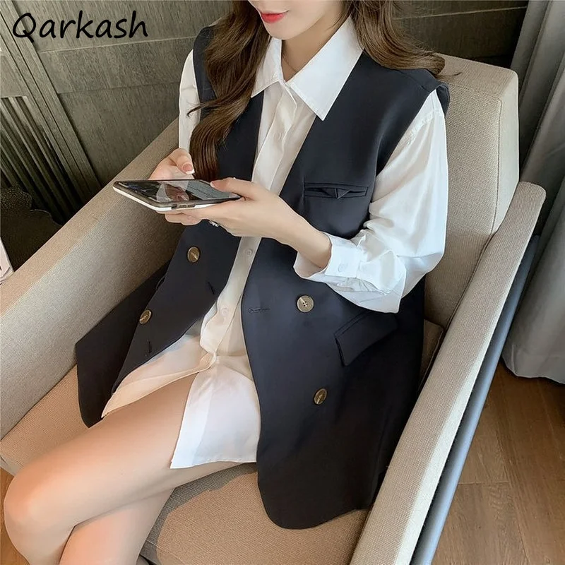 

Sets Women 2 Piece Outfit All-match Solid Pockets Office Lady Elegant Classy Stylish Korean Style Autumn Newest Tender Basic Ins