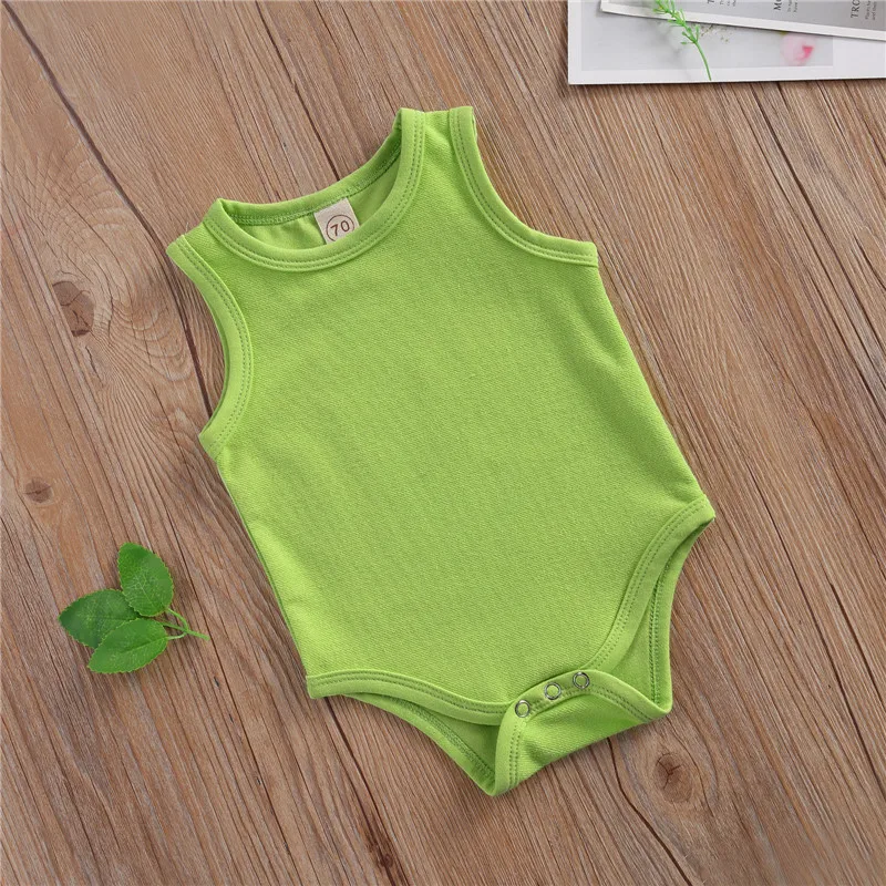 

Newborn Infant Baby Boys Girls Romper Cotton Sleeveless Pure Color Jumpsuit Toddler Baby Soft Clothes New Born One Piece Outfits