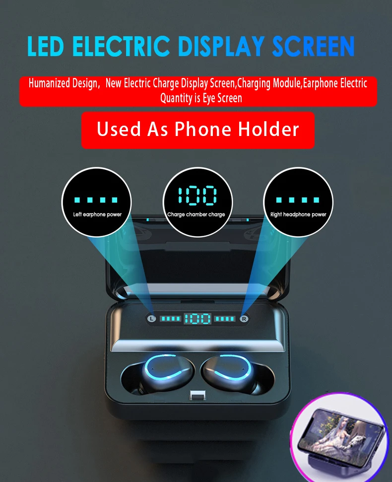 F9 наушники Bluetooth беспроводные в ухо вкладыши TWS с Gaming Headset подавления шумов