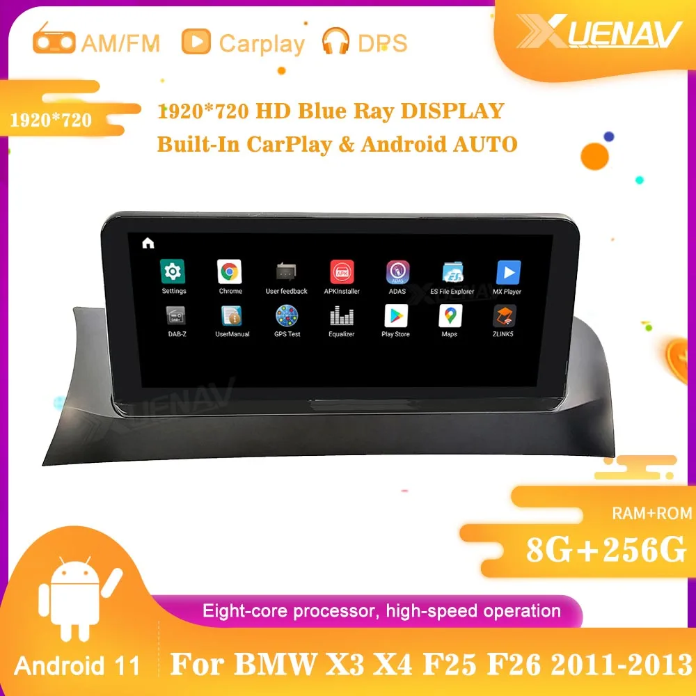 

256G Android 11GPS Navigation For BMW X3 X4 F25 F26 2011 2012 2013 CIC system DVD Player Car radio multimedia player
