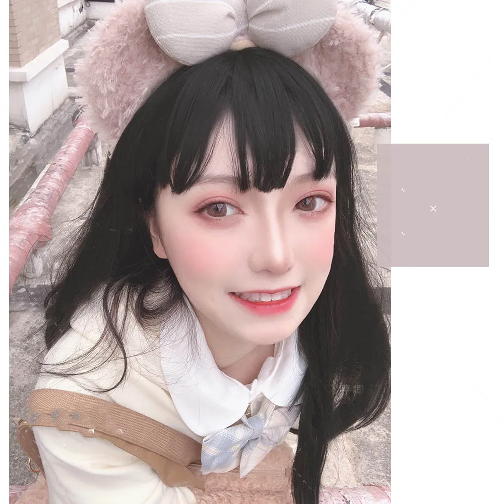 MANWEI длинные смешанные цвета синие прямые синтетические волосы парики с челкой