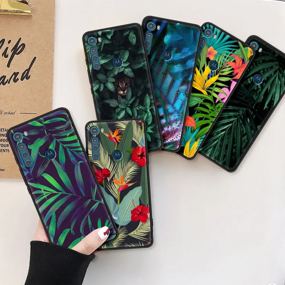 

Tropical Palm Leaf Case for Motorola Moto G9 Play G8 Power Lite One Fusion Plus Hyper G30 G10 Black G Stylus Phone Cover Funda