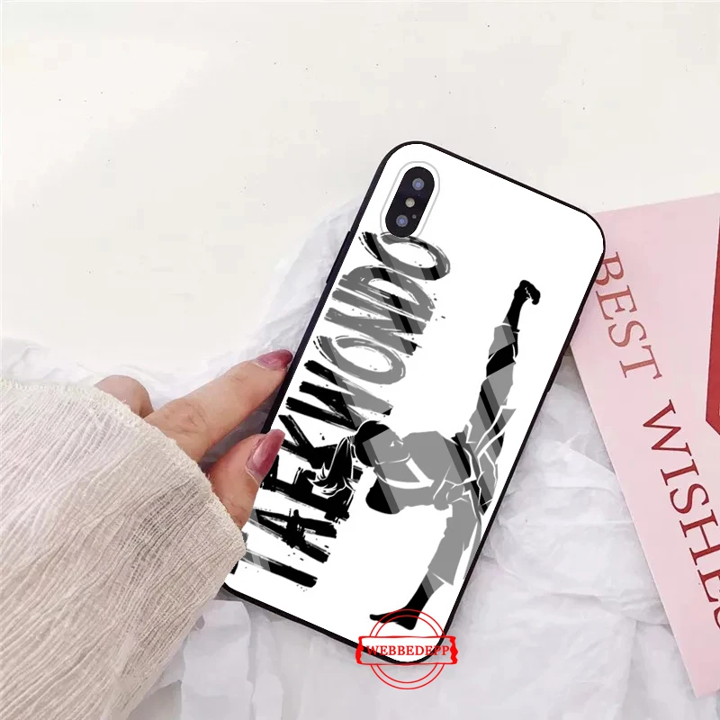 Спортивный красивый стеклянный чехол для телефона в виде тхэквондо Apple iPhone 11 Pro X XS