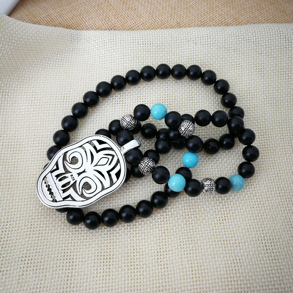 Thomas Skull Mask Pendant with Back Beads Necklace Rebel Heart Punk Bijoux Jewelry Gift For Men TS N298 | Украшения и аксессуары