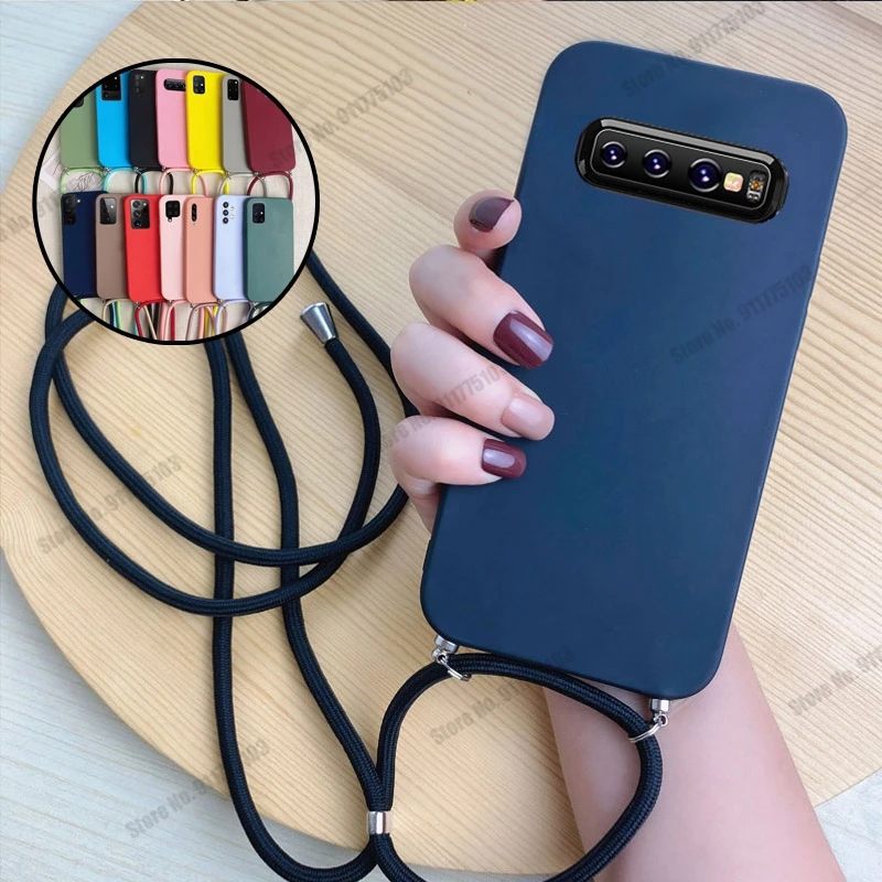 Мягкий чехол из ТПУ для телефона Samsung Galaxy S10 Lite S9 S8 Plus S10E S7 Edge G965 G955 с ремешком через
