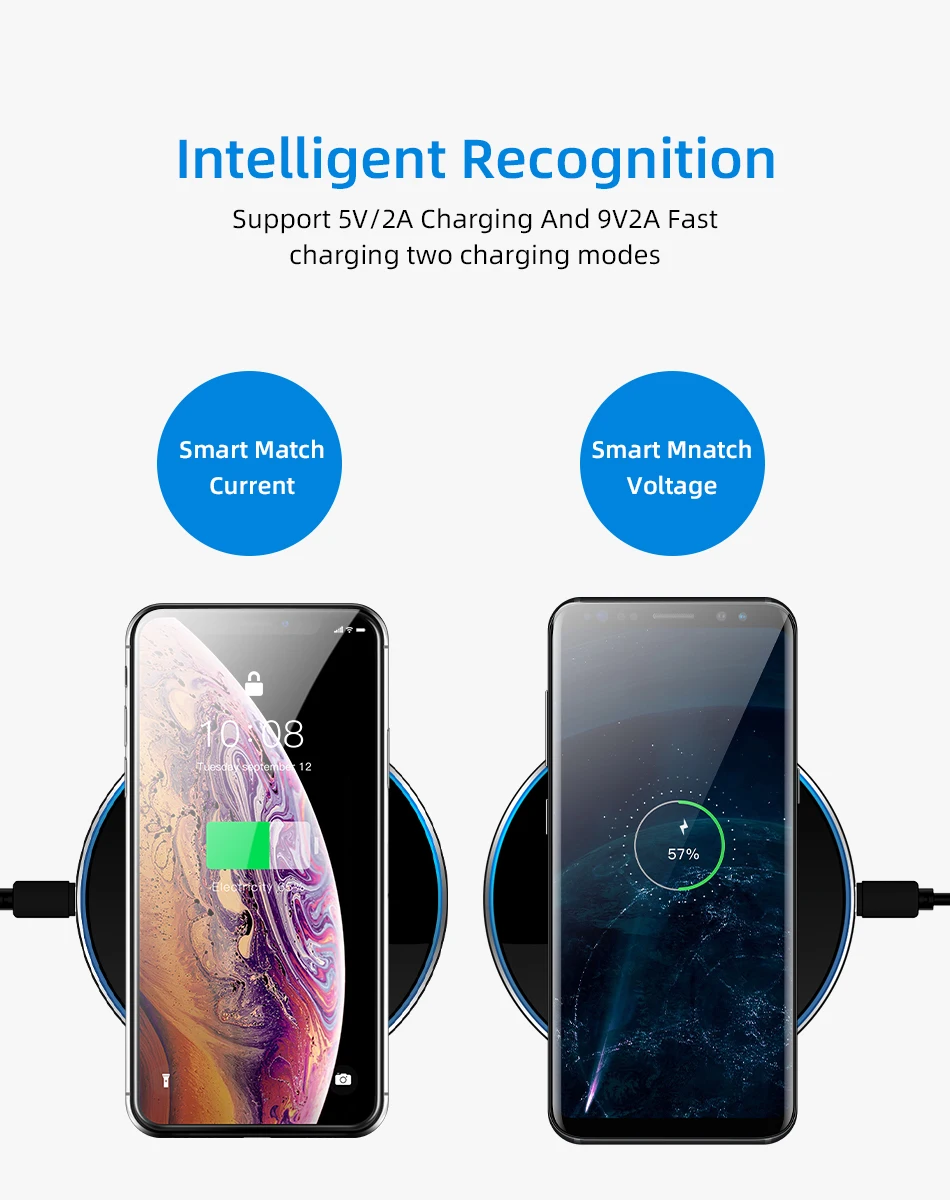 Qi Беспроводное зарядное устройство для iPhone X Xs MAX XR 8 plus 10 Вт Быстрая зарядка для samsung S8 S9 Plus Note 9 8 USB зарядное устройство для телефона