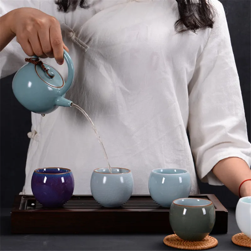 

5 Piece Gift Box Tea Cup Vintage Ceramic Pottery Japan Style Teacup Office Master Small Tea Bowls Water Cup Drinkware Teaware