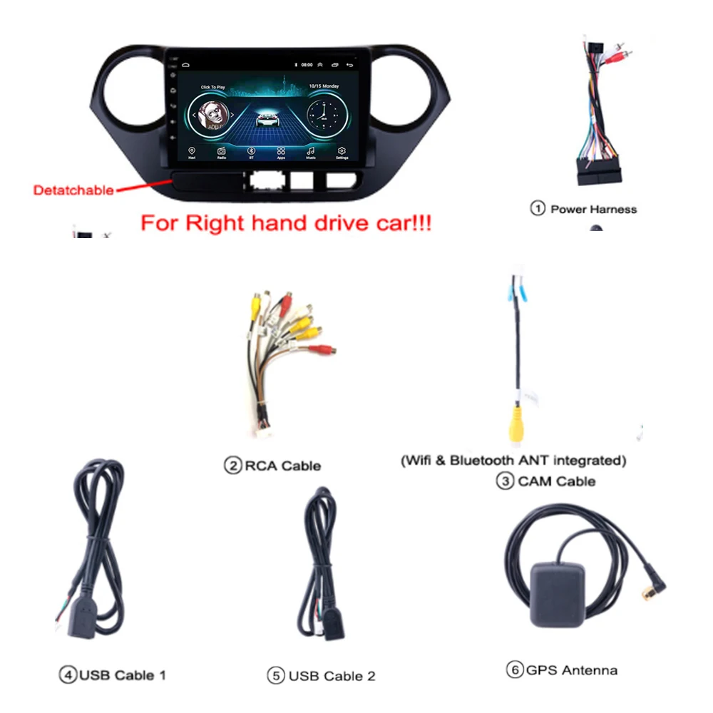 Option 2 Для hyundai i10 2013- автомобильный Радио мультимедийный плеер 9 дюймов Android 8,1 gps навигация 2.5D экран головное устройство Зеркало Ссылка Полный сенсорный экран Поддержка FM wifi управление рулем - Цвет: Option 2