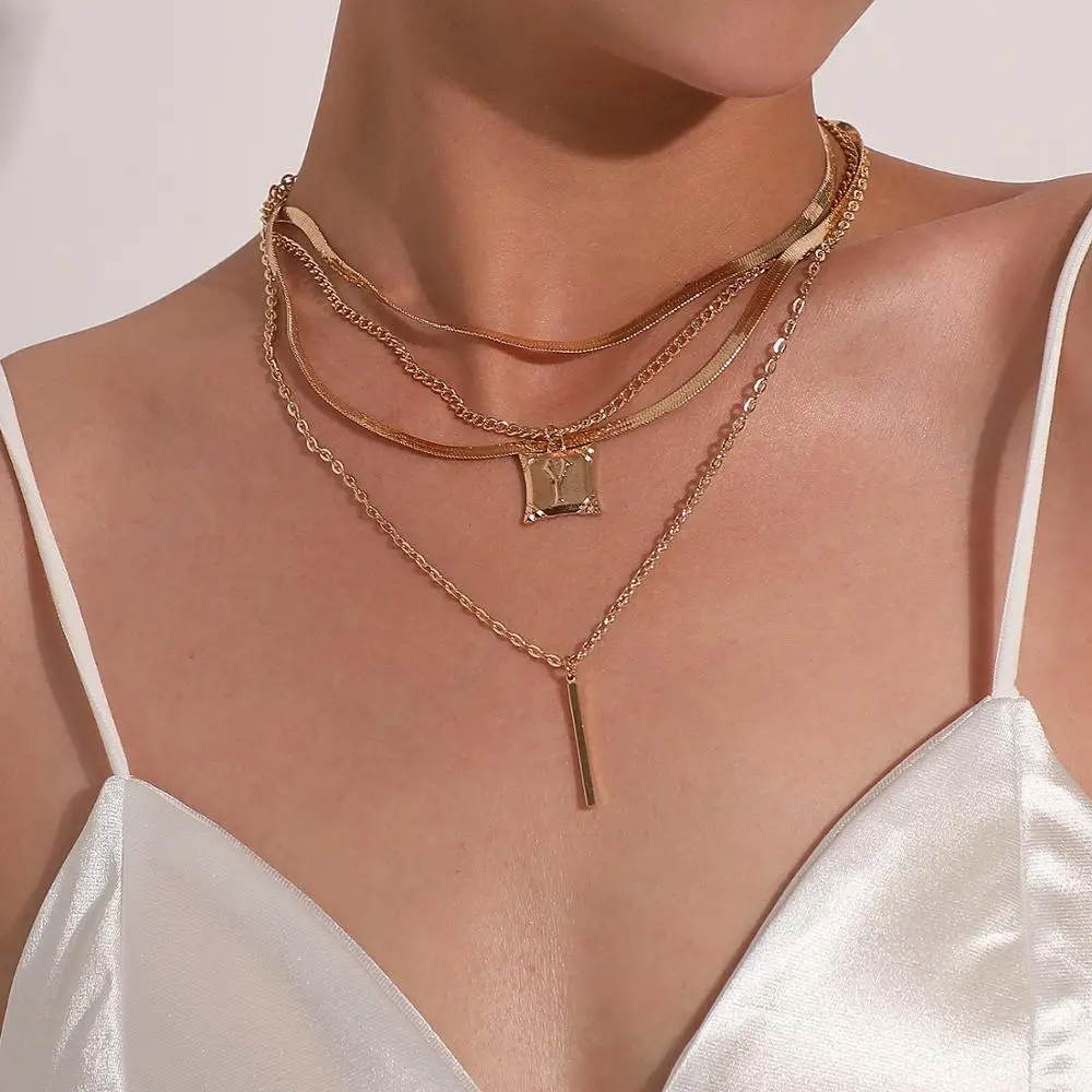 

Vintage Multi Layered Necklace For Women Bohemian Coin Star Moon Geometric Chain Round Pendant Necklace Collar Jewelry New