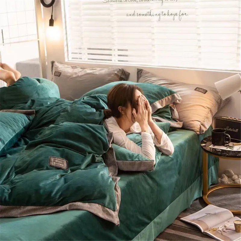 Фланелевый Комплект постельного белья из 4 предметов покрывало для кровати