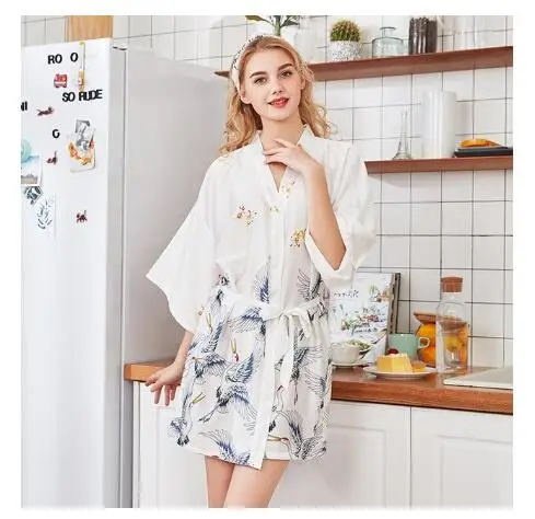 Халат-кимоно Женский из вискозы модная летняя ночная рубашка юката одежда для