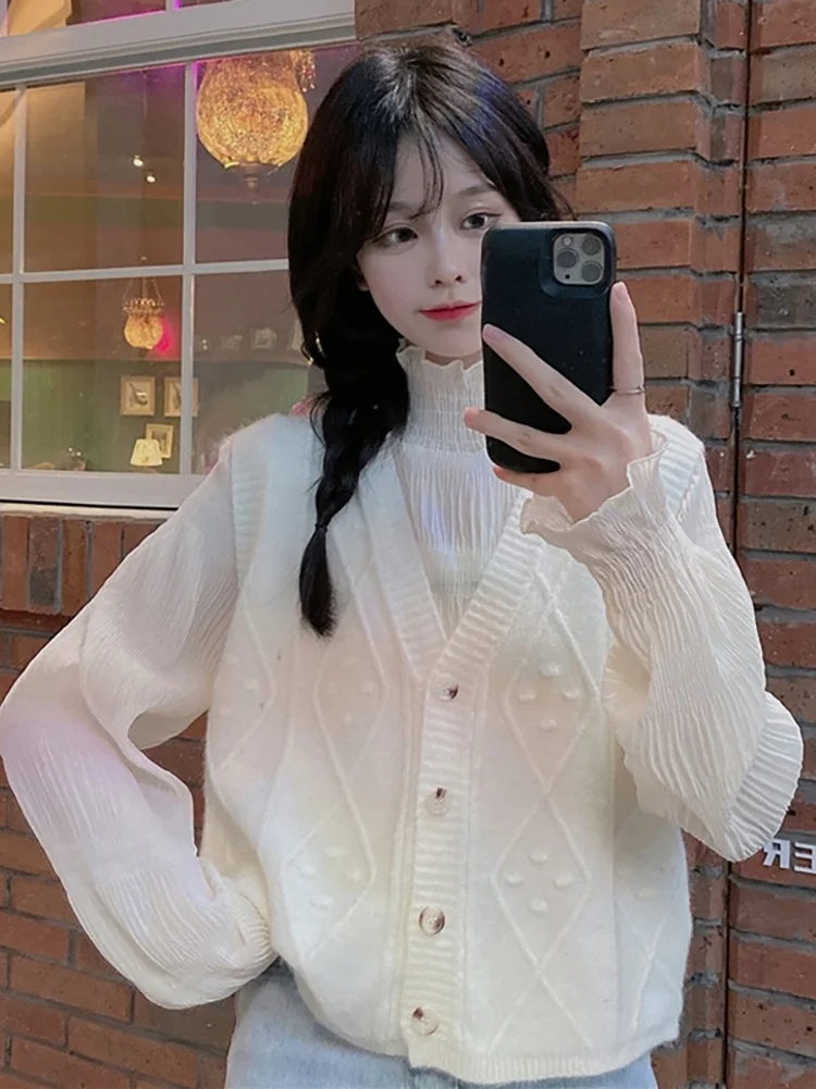 

Женский вязаный жилет с V-образным вырезом, свободный свитер без рукавов, осень 2021