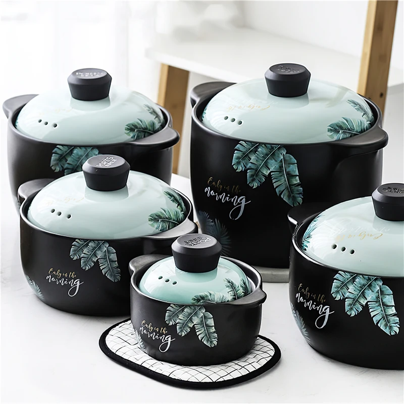 Japanese Creative Leaf Ceramic Casserole Restaurant Kitchen Home Open Flame Heat-resistant Multi-size Soup Pot Steamer