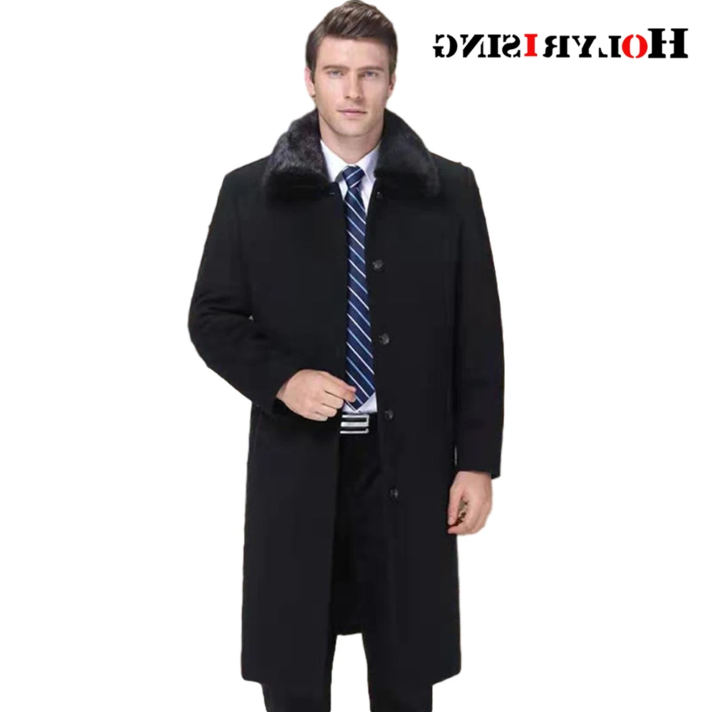 

Мужские шерстяные куртки, имитация бархатной норки, шерстяное пальто с карманами, зимнее теплое пальто, длинная мужская одежда 19396