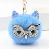 fox owl ear bag car pendant ball keychain charm fluffy pompom key chain animal glasses handbag key chains fashion accesories