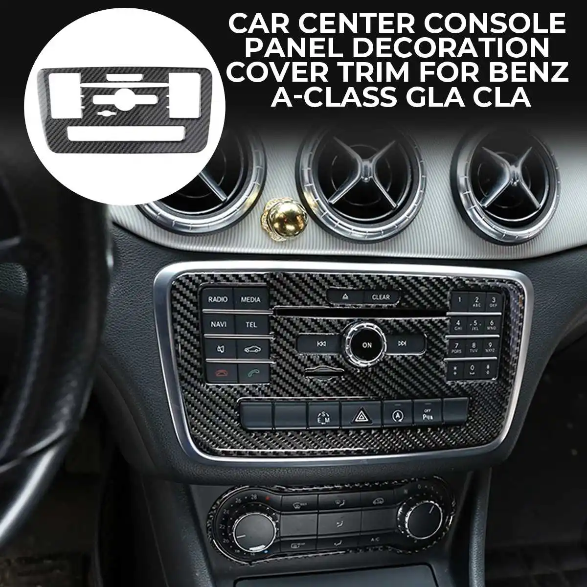 

Новинка, Стайлинг автомобиля, центральная консоль из углеродного волокна, рамка CD, автомобильные наклейки, отделка для Mercedes Benz A GLA CLA Class