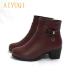 AIYUQI2022; Ботильоны с шерстяной подкладкой; Итальянские женские ботинки; Ботинки из натуральной кожи; Женские Ботинки на каблуке