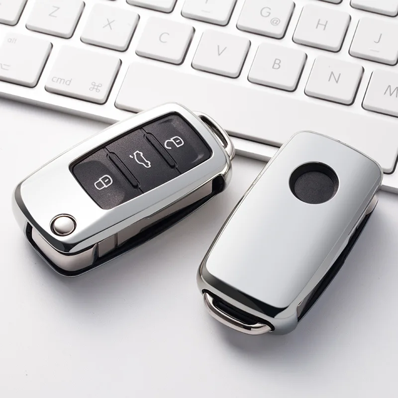 A-silver Мягкий TPU чехол для ключа для VW гольф Бора для GOLF, jetta, Polo GOLF Passat; Skoda Octavia A5 Fabia сиденье Ibiza Leon автомобиля защитная крышка - Название цвета: A-silver