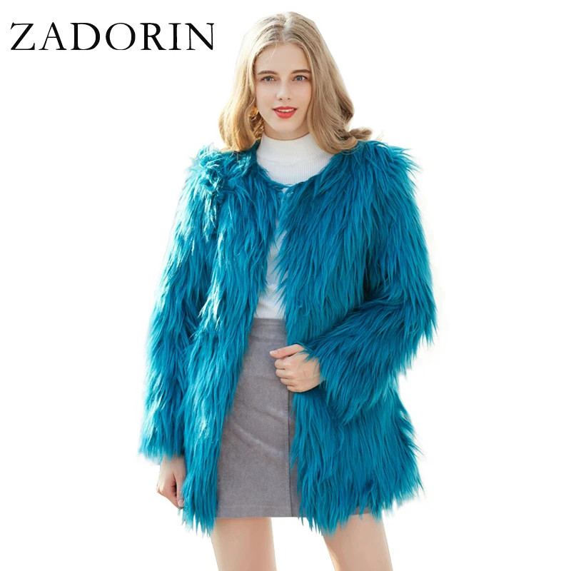 

Пальто женское из искусственного меха, длинное, осенне-зимнее