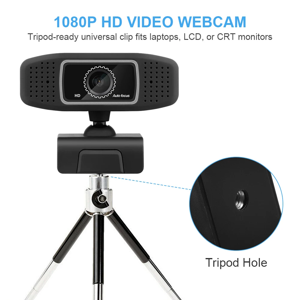 

2 Megapixel Webcam 1080P, 30fps HDWeb Camera with Built-in HD Microphone 1920 x 1080p USB Plug n Play Web Cam, Widescreen Video