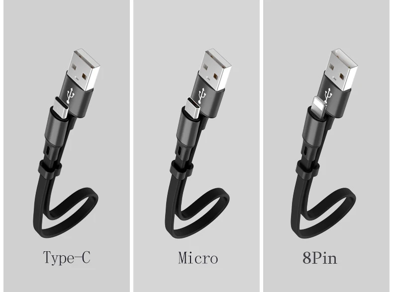 Для iPhone usb 8Pin USB C Micro USB кабель короткий зарядный кабель для сотового телефона для iPhone 11 Pro xs max xr 8 7 5S кабель для быстрой зарядки