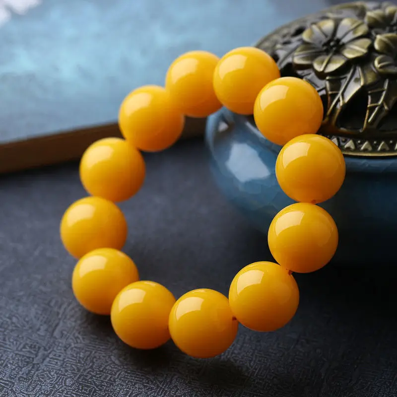 

Beeswax Hand String Men and Women Amber Bracelet Chicken Oil Yellow White Bucket Bead Head Jewelry Single Circle Buddha BeadGift