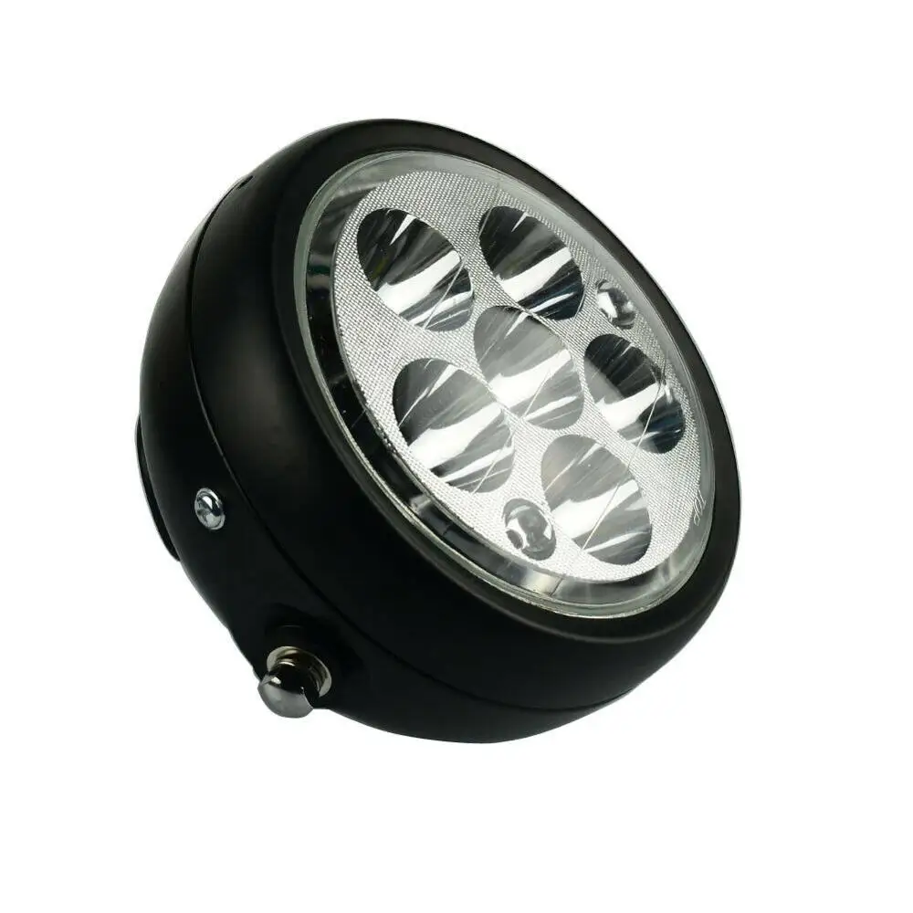 6.5&quot Motorcycle LED Headlight HeadLamp Bulb With Angel Ring Bracket 28mm-36mm for Harley Sportster Cafe Racer Bobber |