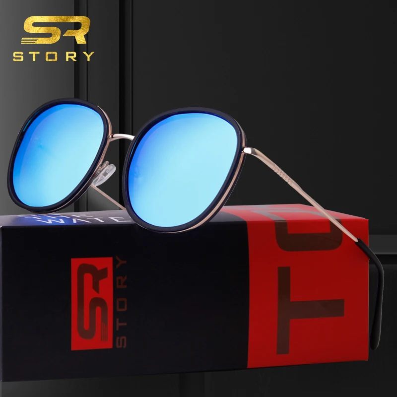 STORY Retro Round Polarized Sunglasses Women 2020 Brand Design Vintage Trendy Green Lens Sun Glasses Shade Female with Case | Аксессуары