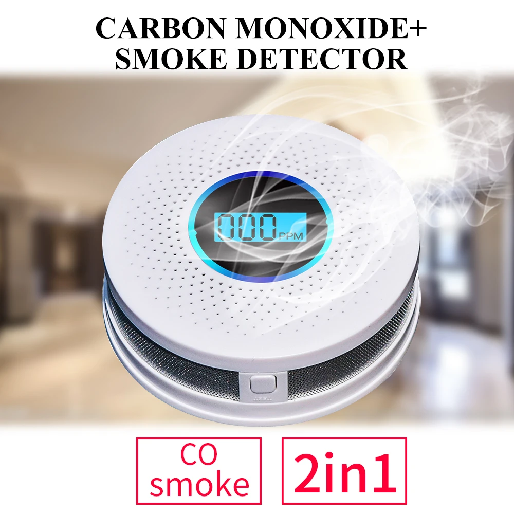 Newest 2 in 1 LED Digital Gas Smoke Alarm Co Carbon Monoxide Detector Voice Warn Sensor Home Security Protection High Sensitive images - 6